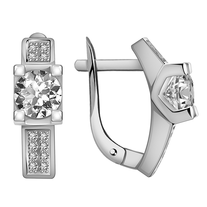 Серьги с английским замком женские из белого золота 585 пробы кл2746а-62