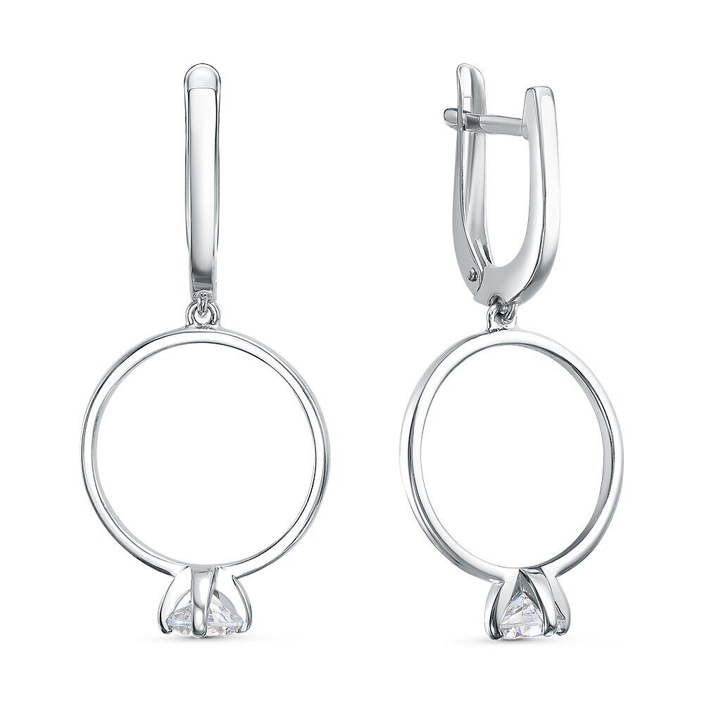 Серьги с английским замком женские из родированого серебра 925 пробы 3101028600