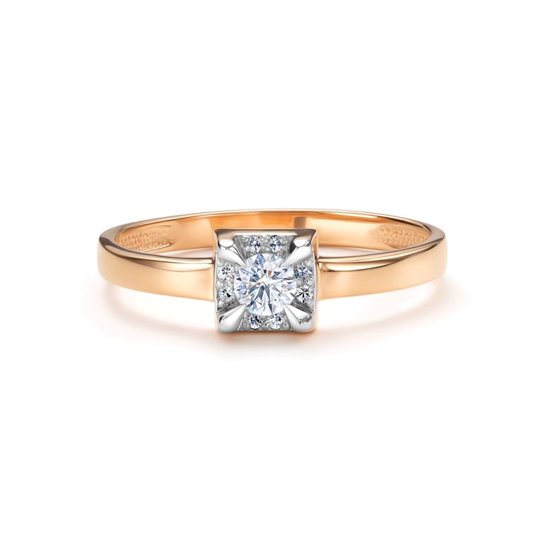 Кольцо из красного золота 585 пробы 16808-100 с бриллиантом