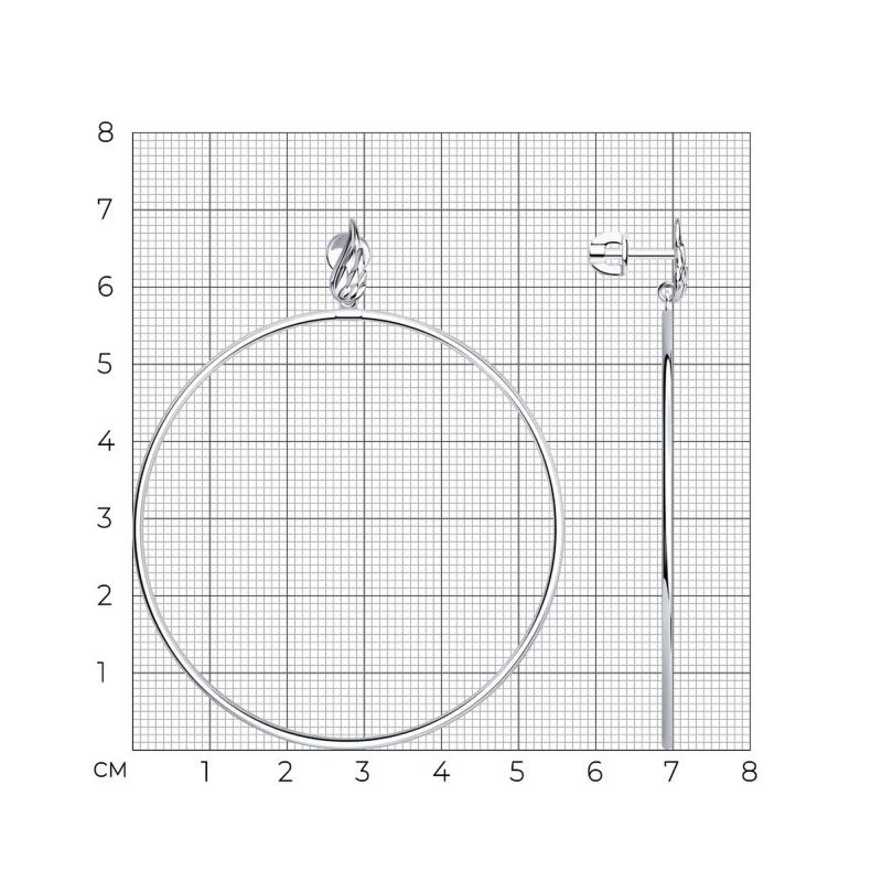 Пусеты из родированого серебра 925 пробы 94025042