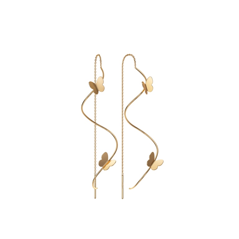 Серьги протяжки женские из красного золота 585 пробы НС12-1832