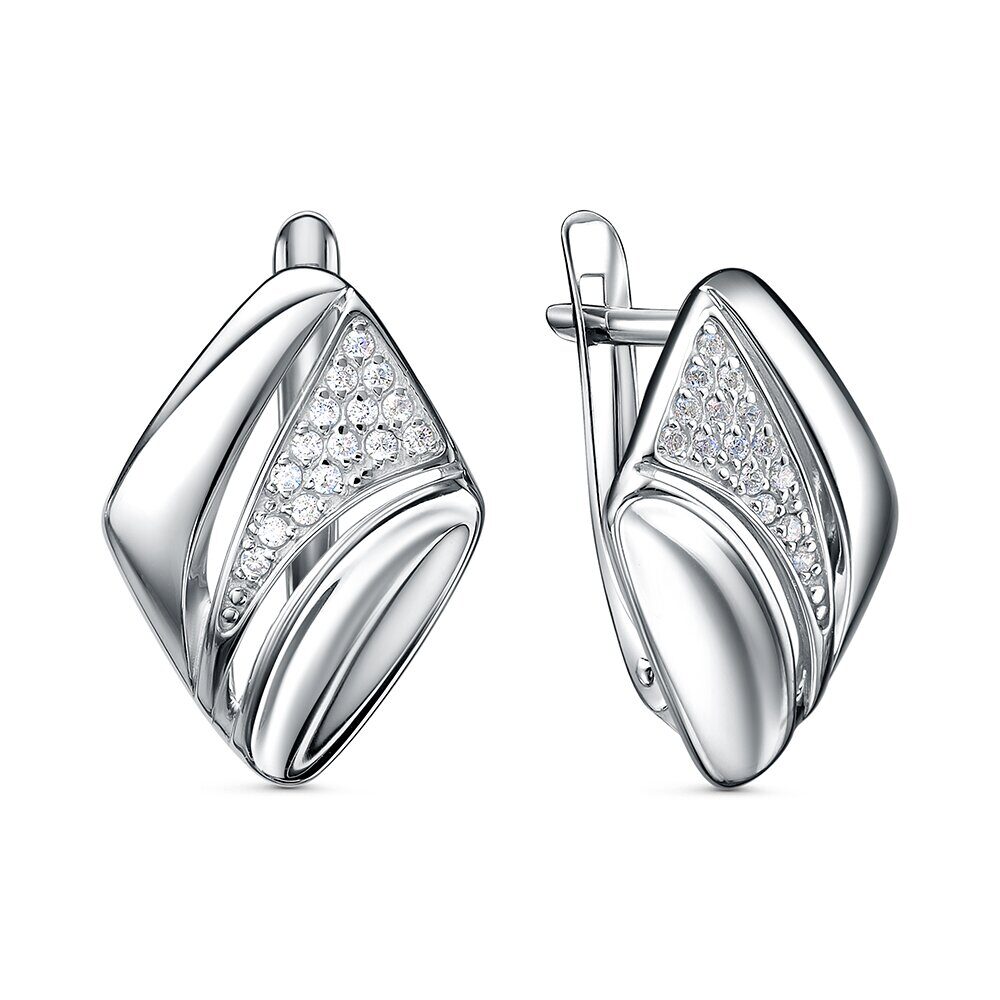 Серьги с английским замком женские из родированого серебра 925 пробы 3101028742