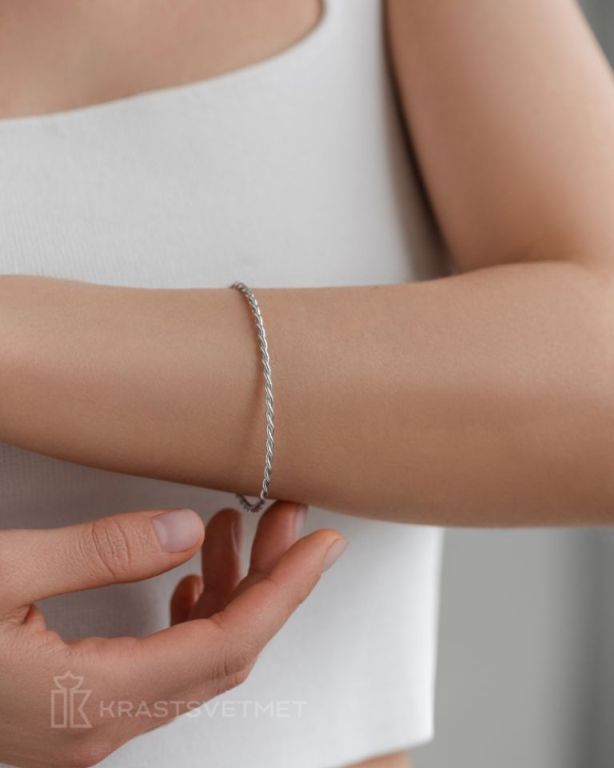 Браслет из родированого серебра 925 пробы НБ22-459-3 д. 1,2  , плетение: жгут