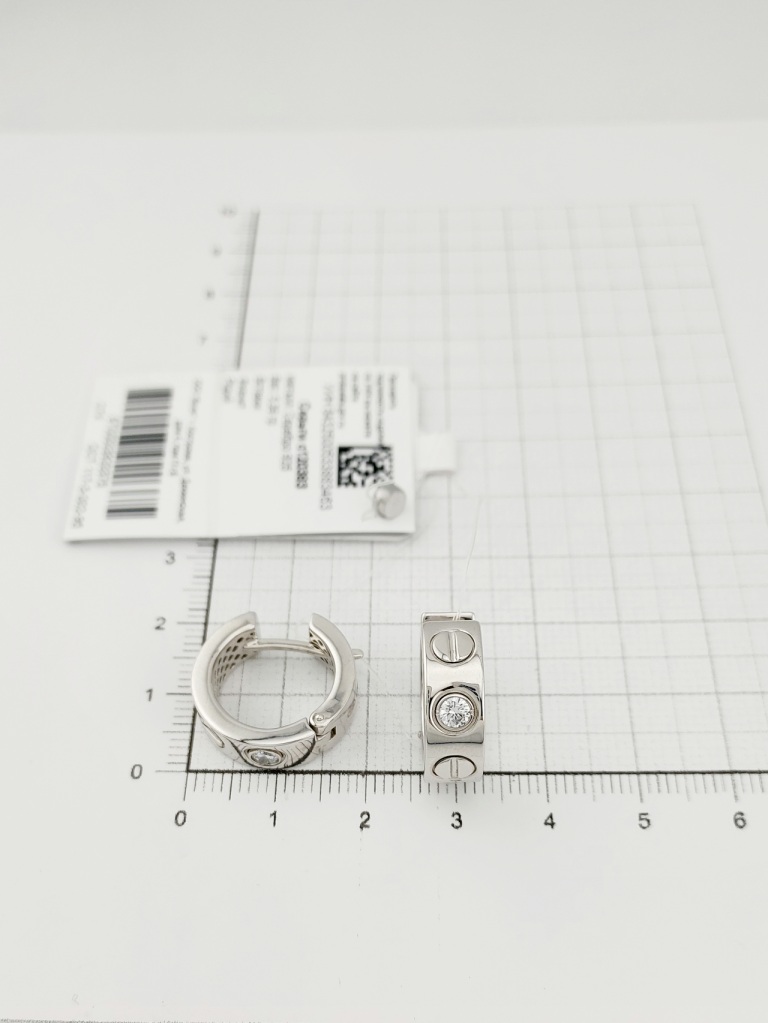 Серьги конго женские из родированого серебра 925 пробы с120383 с фианитом