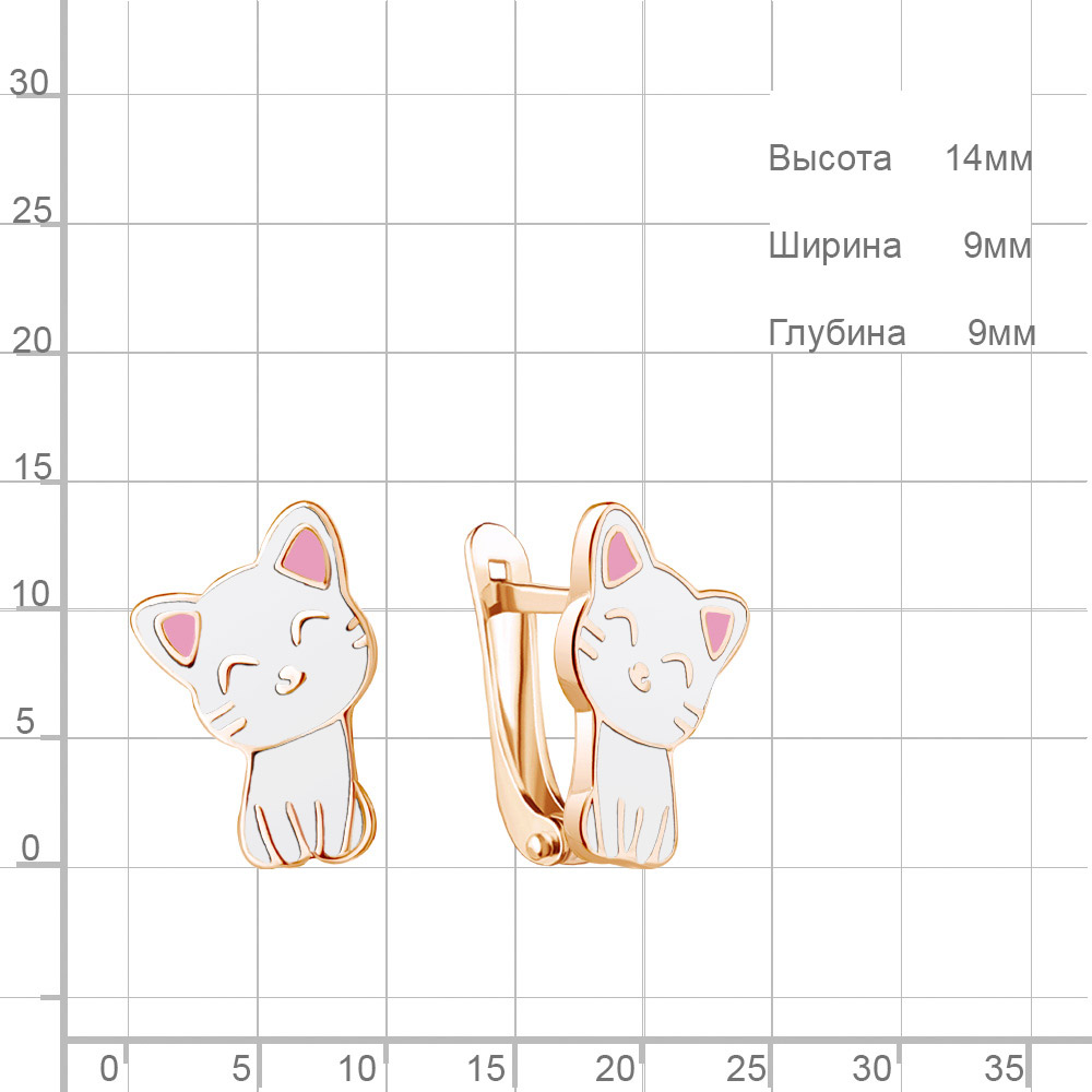 Серьги с английским замком детские из серебра 925 пробы 34312  Золочение