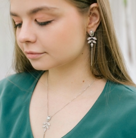 Серьги с английским замком женские из родированого серебра 925 пробы 2101154-00245