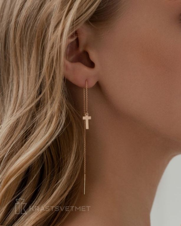 Серьги протяжки женские из красного золота 585 пробы НС12-502