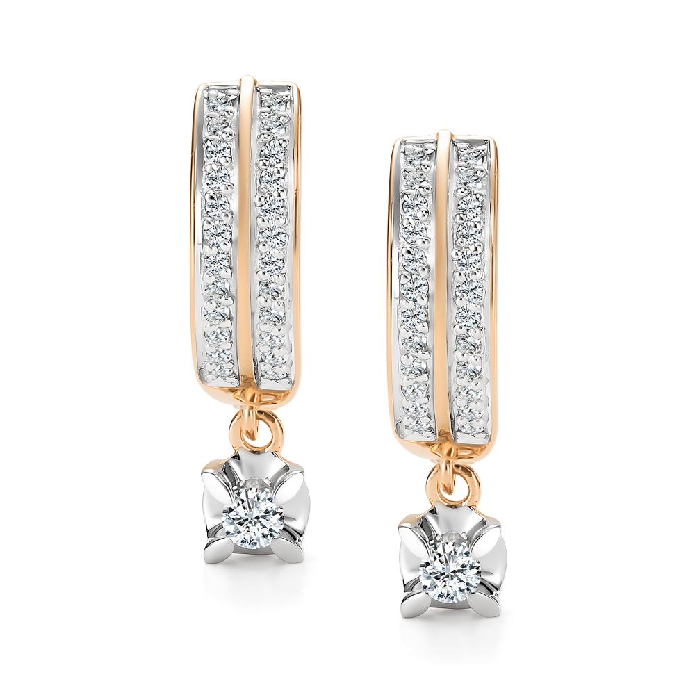 Серьги конго женские из красного золота 585 пробы 27150-100 с бриллиантами