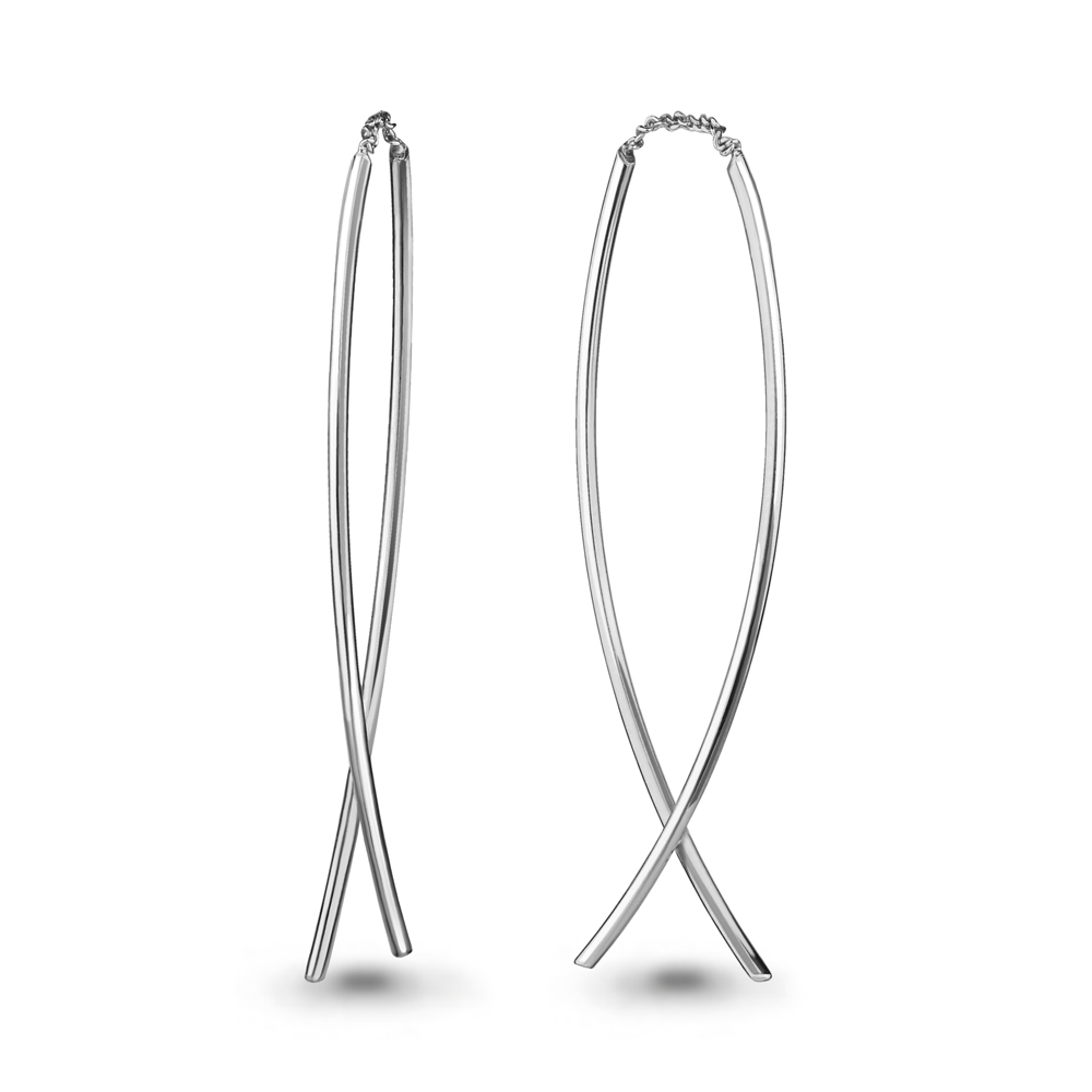 Серьги протяжки из родированого серебра 925 пробы 33344