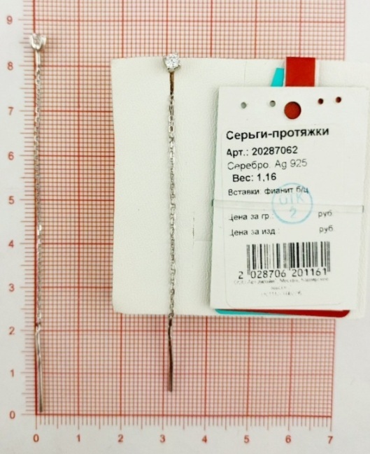 Серьги женские из родированого серебра 925 пробы 20287062