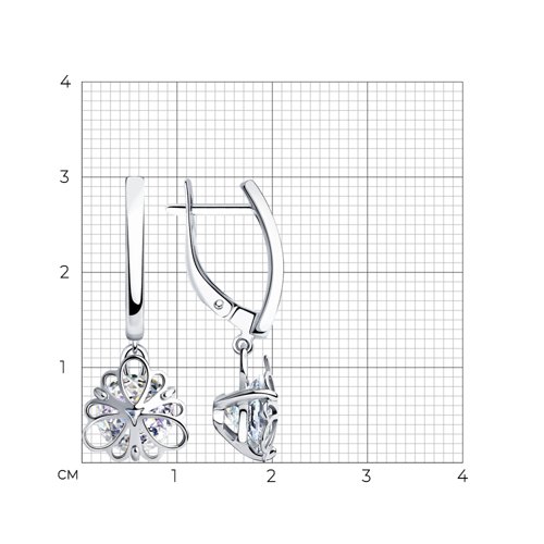 Серьги с английским замком женские из родированого серебра 925 пробы 94023744