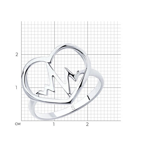 Кольцо из родированого серебра 925 пробы 94013089