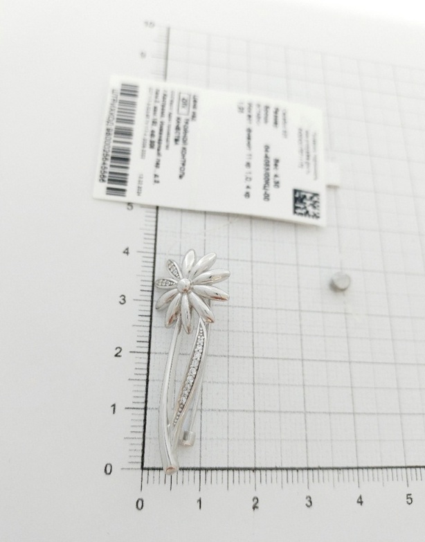 Брошь из родированого серебра 925 пробы 04-4053/00КЦ-00