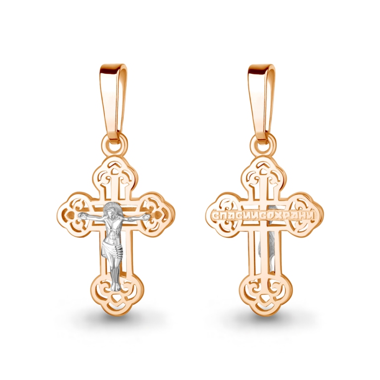 Крест из красного золота 585 пробы 14943