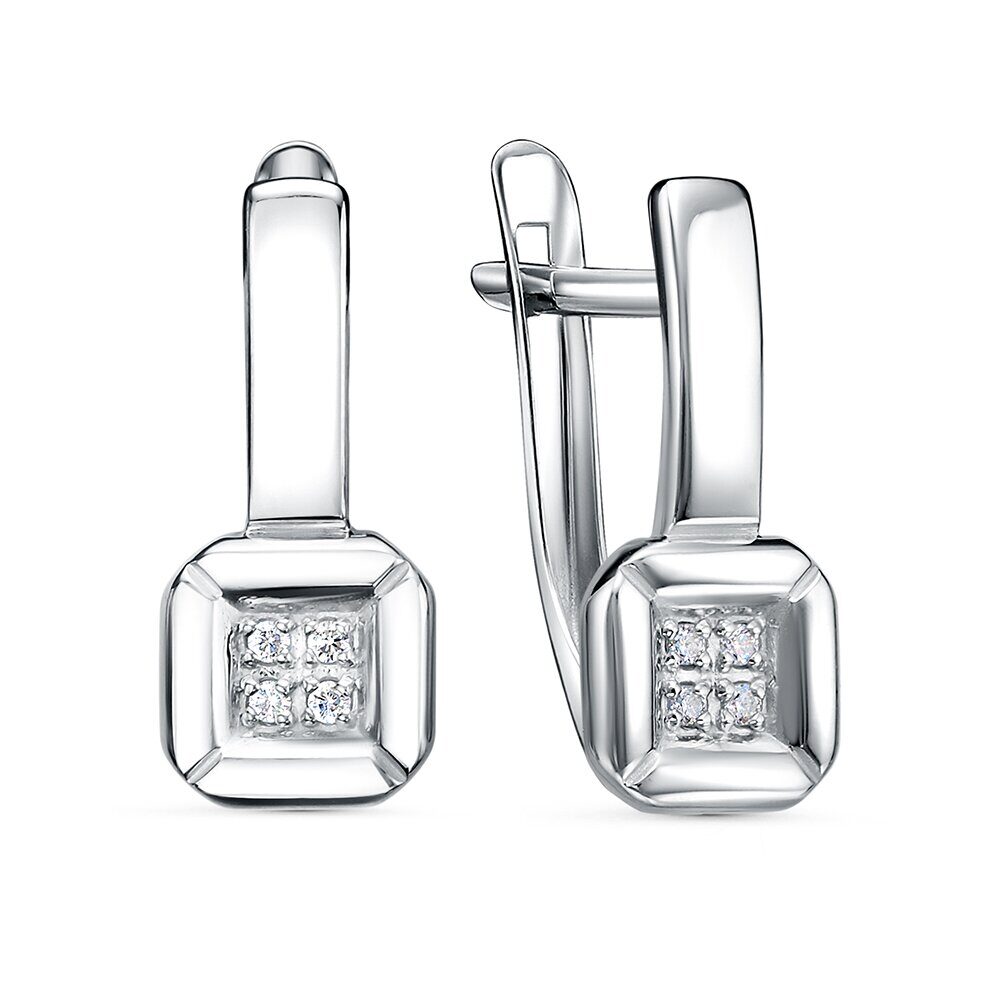 Серьги с английским замком женские из родированого серебра 925 пробы 3101028746