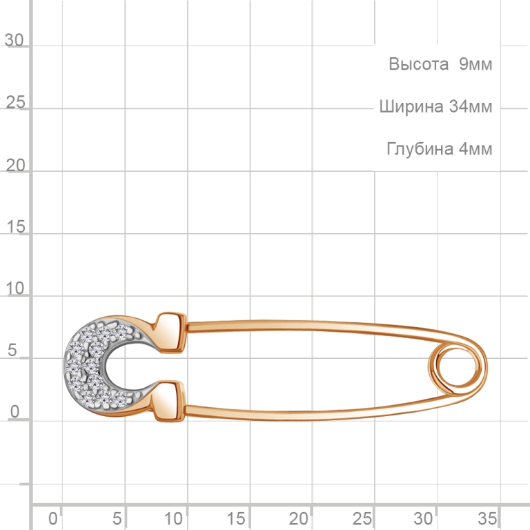 Булавка из красного золота 585 пробы 77468А