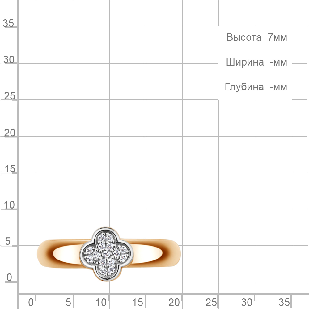Кольцо из красного золота 585 пробы 600940 с фианитами