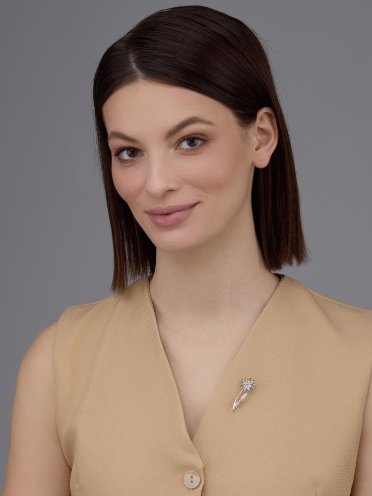 Брошь из родированого серебра 925 пробы 04-4053/00КЦ-00