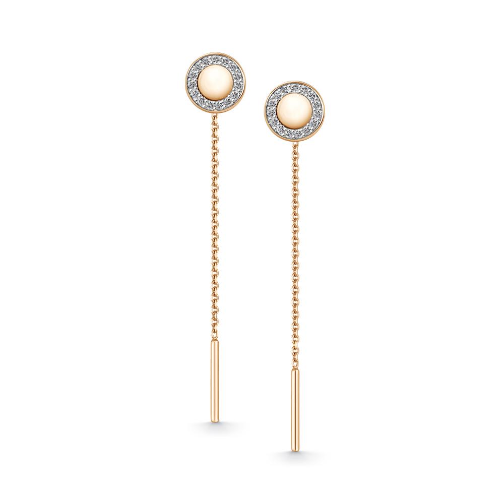 Серьги протяжки женские из красного золота 585 пробы 27220-100