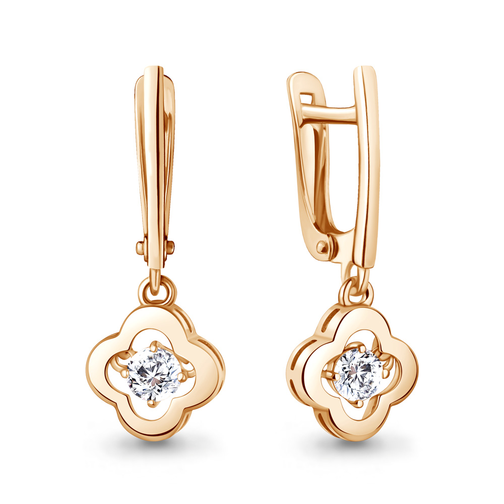 Серьги с английским замком женские из красного золота 585 пробы 401118