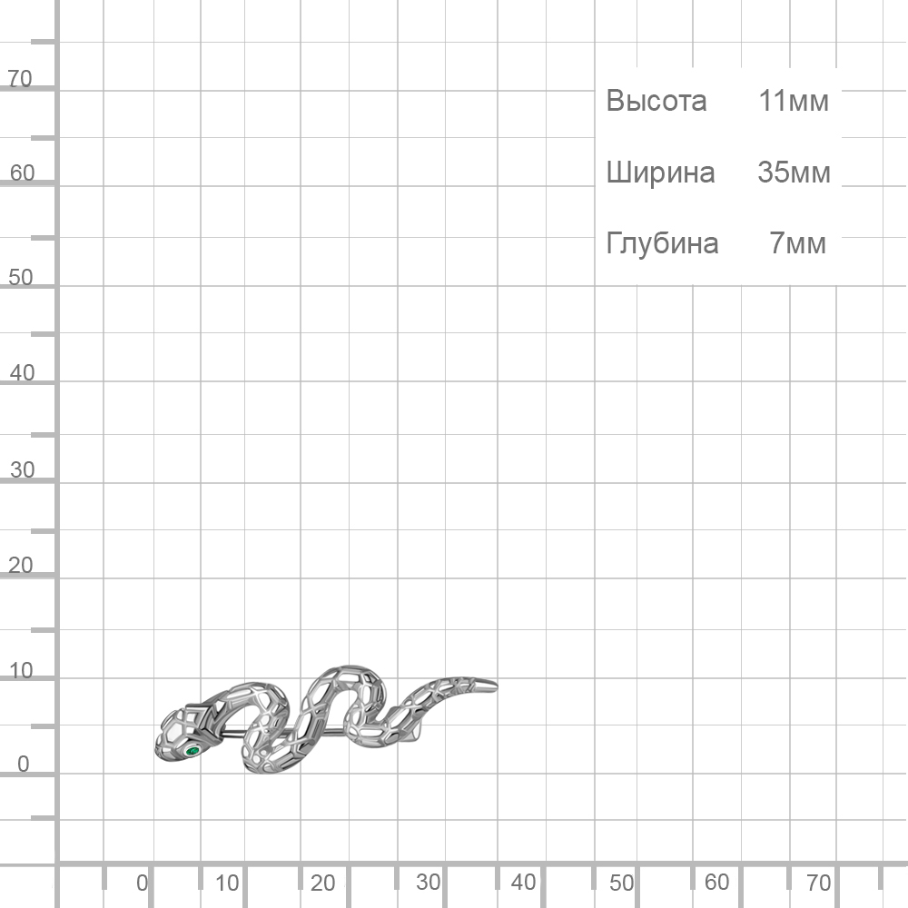 Брошь из позолоченого серебра 925 пробы 77460Г Змея