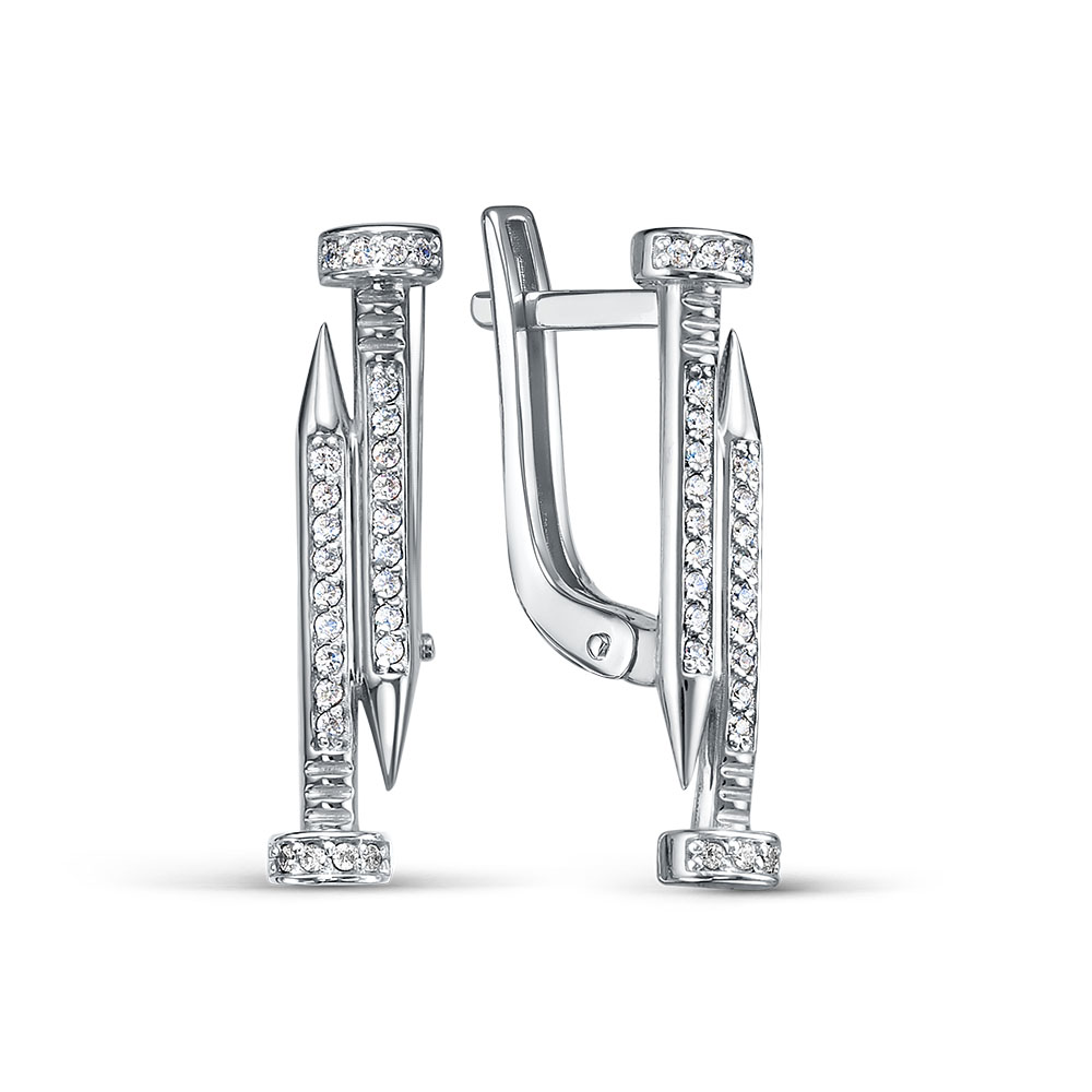 Серьги из родированого серебра 925 пробы с120360