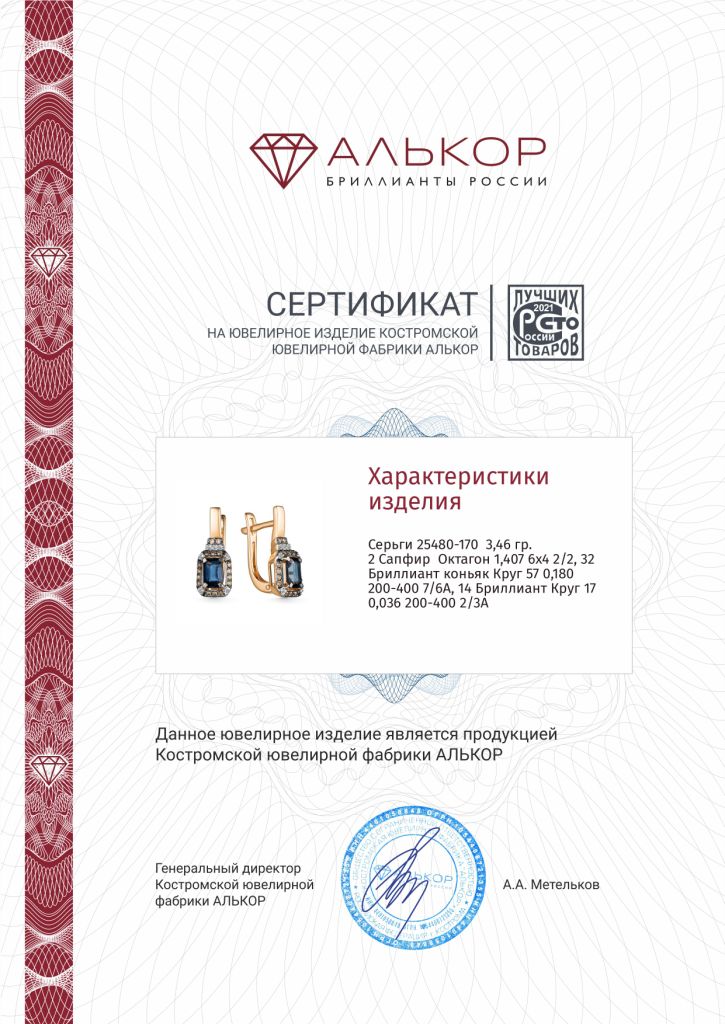 Серьги из золота 25480-170