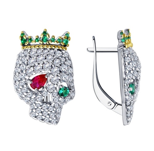 Серьги с английским замком женские из родированого серебра 925 пробы 94024024