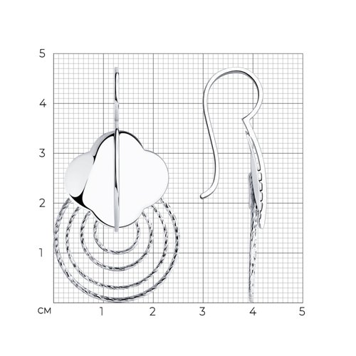 Серьги на петле из родированого серебра 925 пробы 94024300