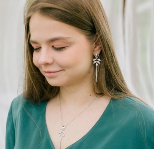 Серьги с английским замком женские из родированого серебра 925 пробы 2101154-00245