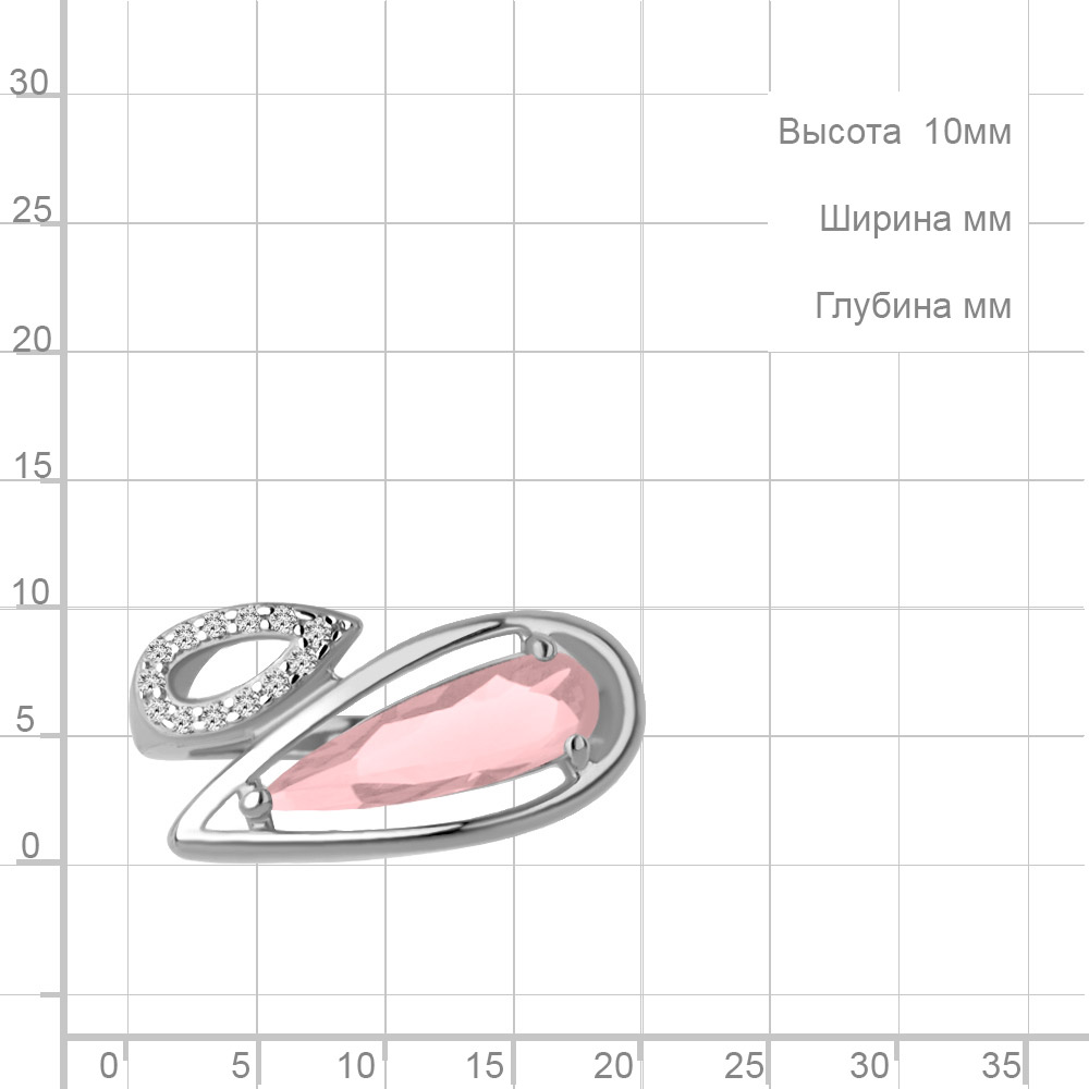 Кольцо из родированного серебра 925 пробы 65009090А и фианитами