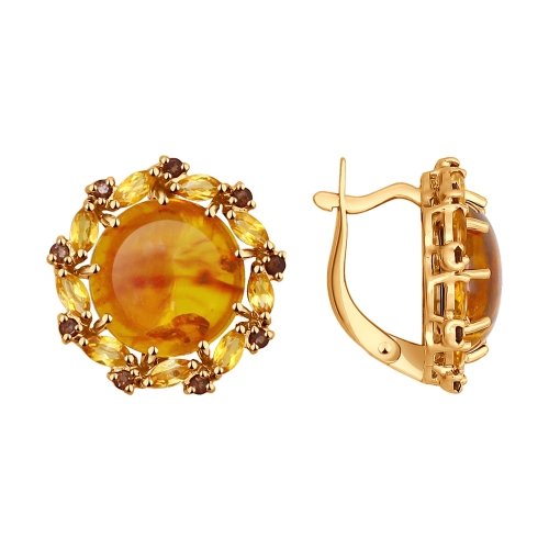 Серьги с английским замком женские из красного золота 585 пробы 724352