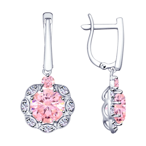 Серьги с английским замком женские из родированого серебра 925 пробы 94023080