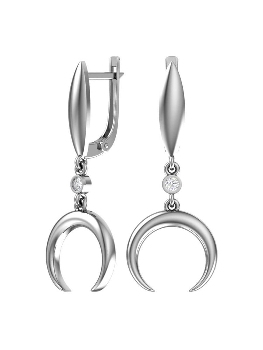 Серьги с английским замком женские из родированого серебра 925 пробы 0201477-00775