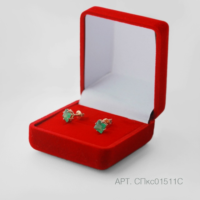 Серьги женские из красного золота 585 пробы СПкс01511С с изумрудами