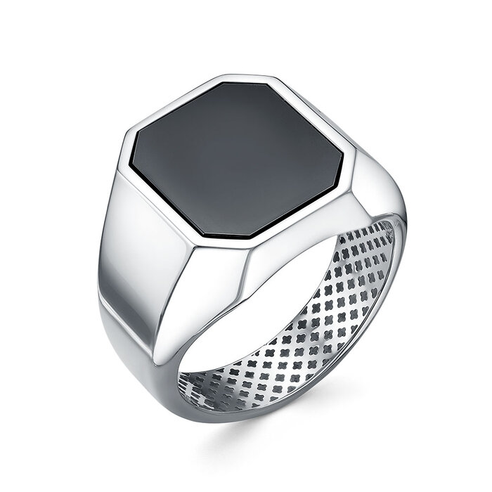 Печатка из родированого серебра 925 пробы с040001