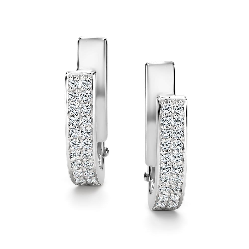 Серьги с английским замком женские из белого золота 585 пробы 27175-200