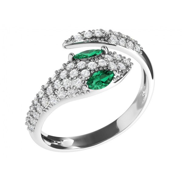 Кольцо из родированого серебра 925 пробы 1101524-00455 Змея