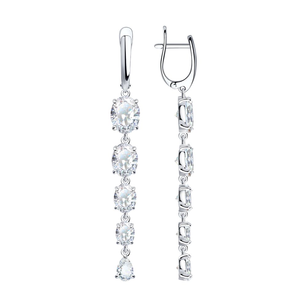 Серьги с английским замком женские из родированого серебра 925 пробы 94022079