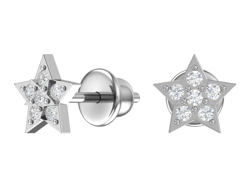 Пусеты из родированого серебра 925 пробы 6101020-00775