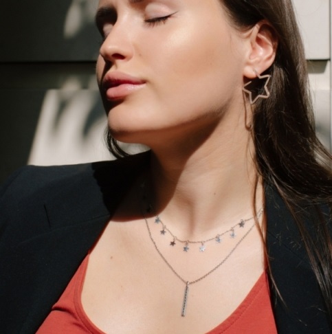 Пусеты из родированого серебра 925 пробы 6001419-00245