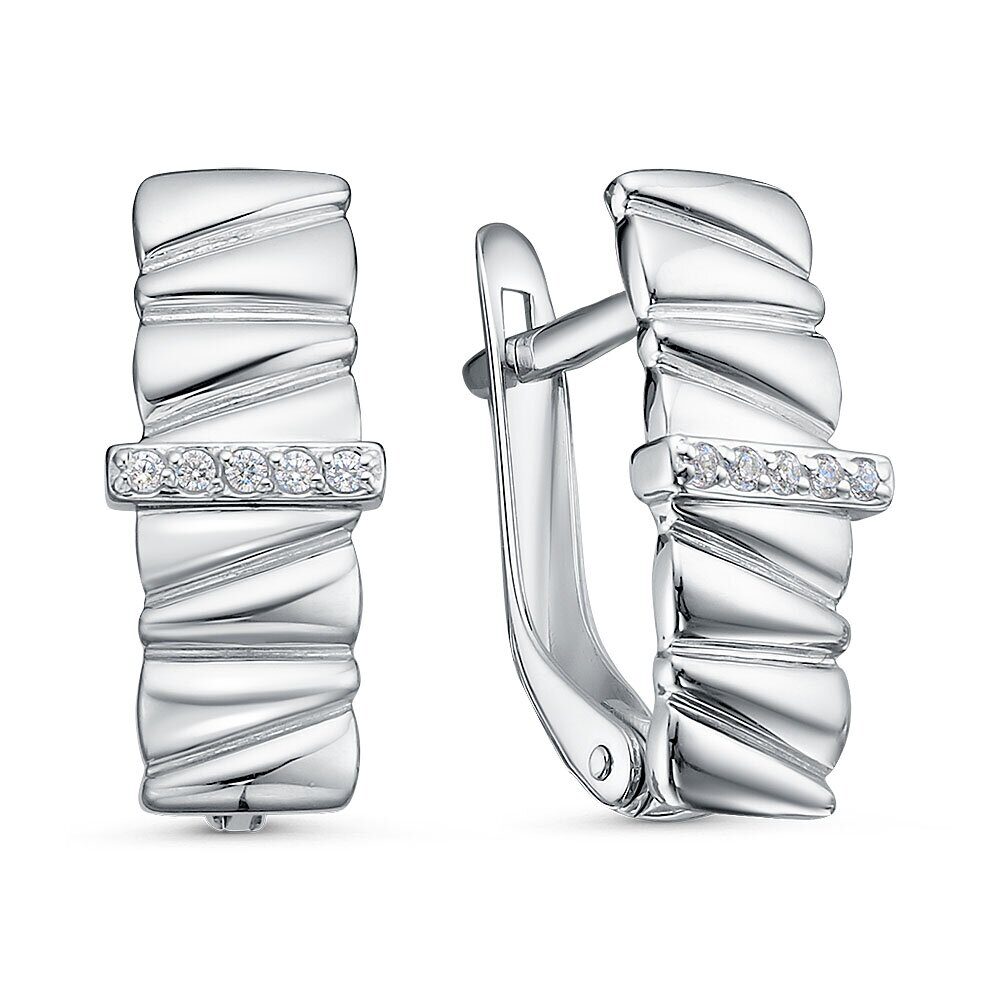 Серьги с английским замком женские из родированого серебра 925 пробы 3101028682