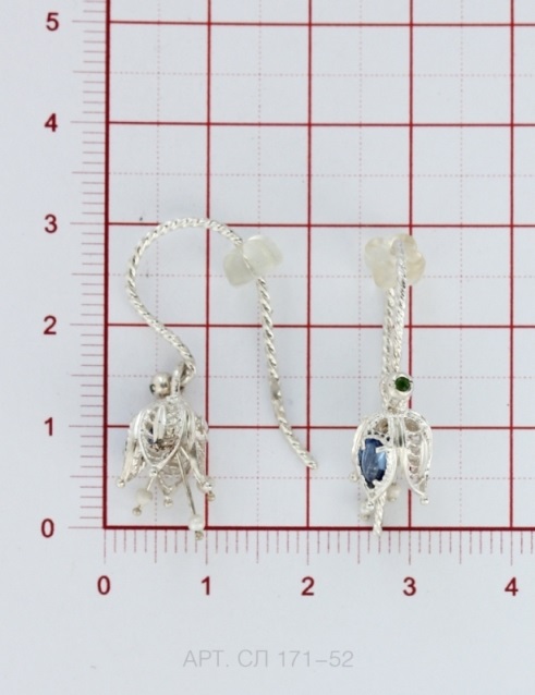 Серьги на петле женские из родированого серебра 925 пробы СЛ171-52