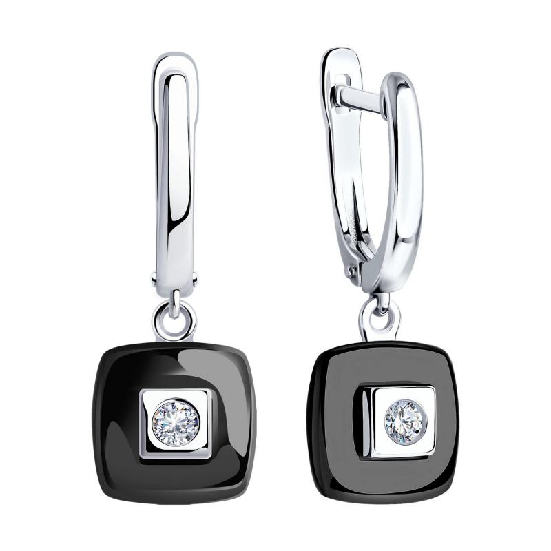 Серьги с английским замком женские из родированого серебра 925 пробы 94-121-01278-1