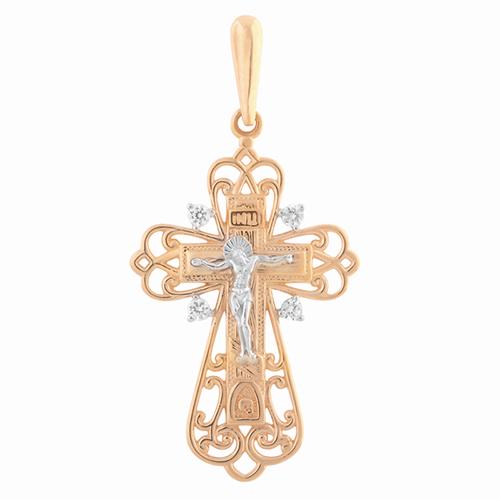 Крест из красного золота 585 пробы п573-01