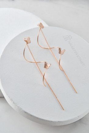 Серьги протяжки женские из красного золота 585 пробы НС12-1832