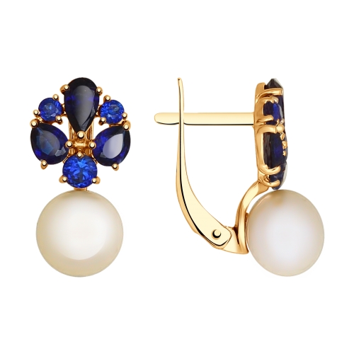 Серьги с английским замком женские из красного золота 585 пробы 792033