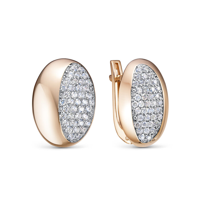Серьги с английским замком женские из золота 585 пробы 120096 с фианитом
