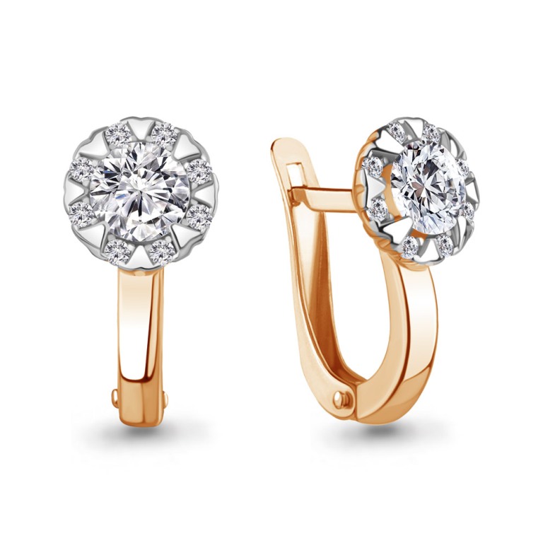 Серьги с английским замком женские из красного золота 585 пробы 400467А