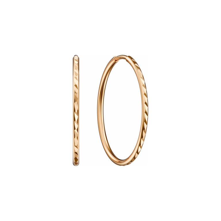 Серьги конго с диаметром серьги 30 мм и диаметром проволоки 1,5 мм женские из красного золота 585 пробы НС12-1872